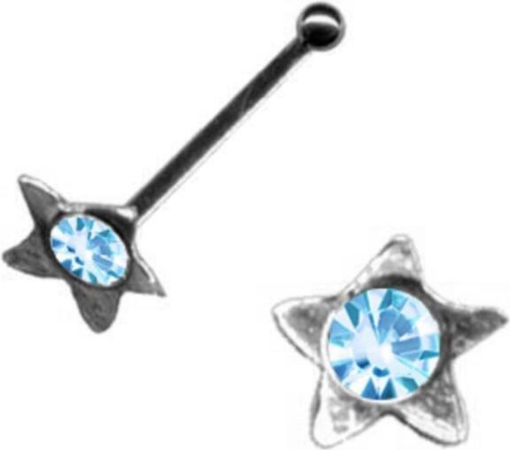 Nasenstecker Stern: Nasenpiercing Silber 925 Hellblau