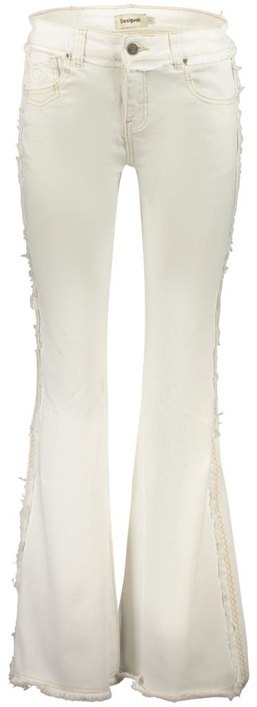 Weiße Damen-Schlagjeans: Regular Fit, Kontrastdetails, 5 Taschen