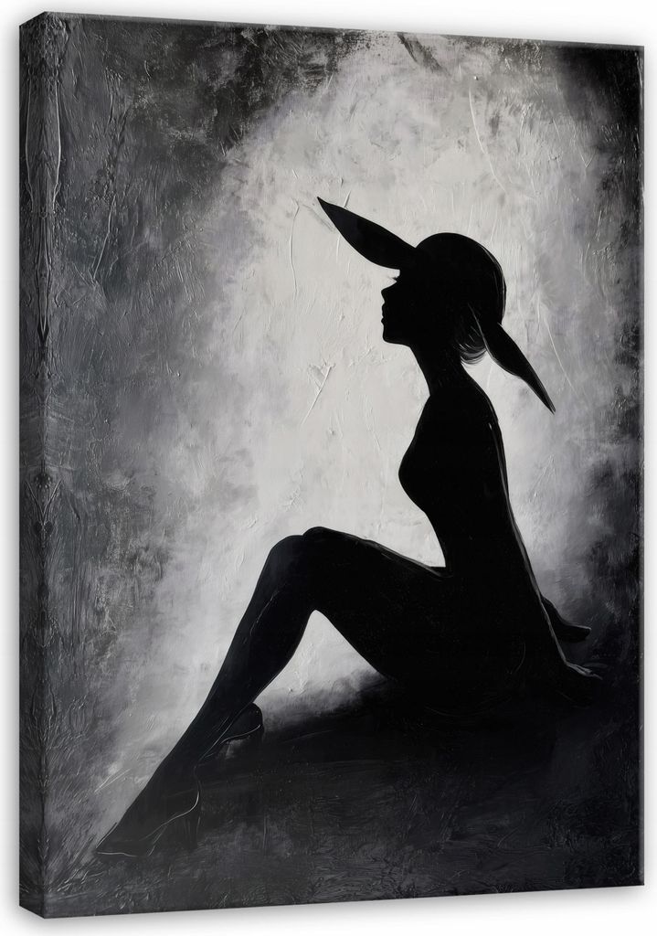 Leinwandbild Frau Morceau Akt - 70x100 cm - Wandbilder Wohnzimmer Schlafzimmer - Leinwand Leinwandbild Schwarz - PP16305O1