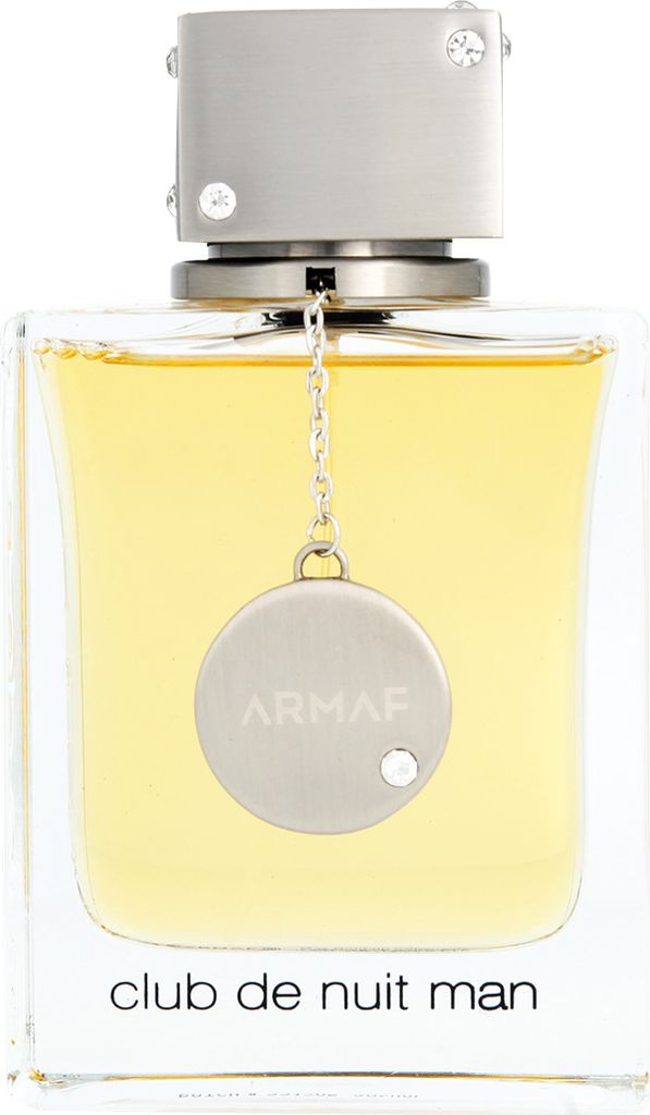 A clear, professional studio shot of a bottle of Armaf Club de Nuit Man EDT.