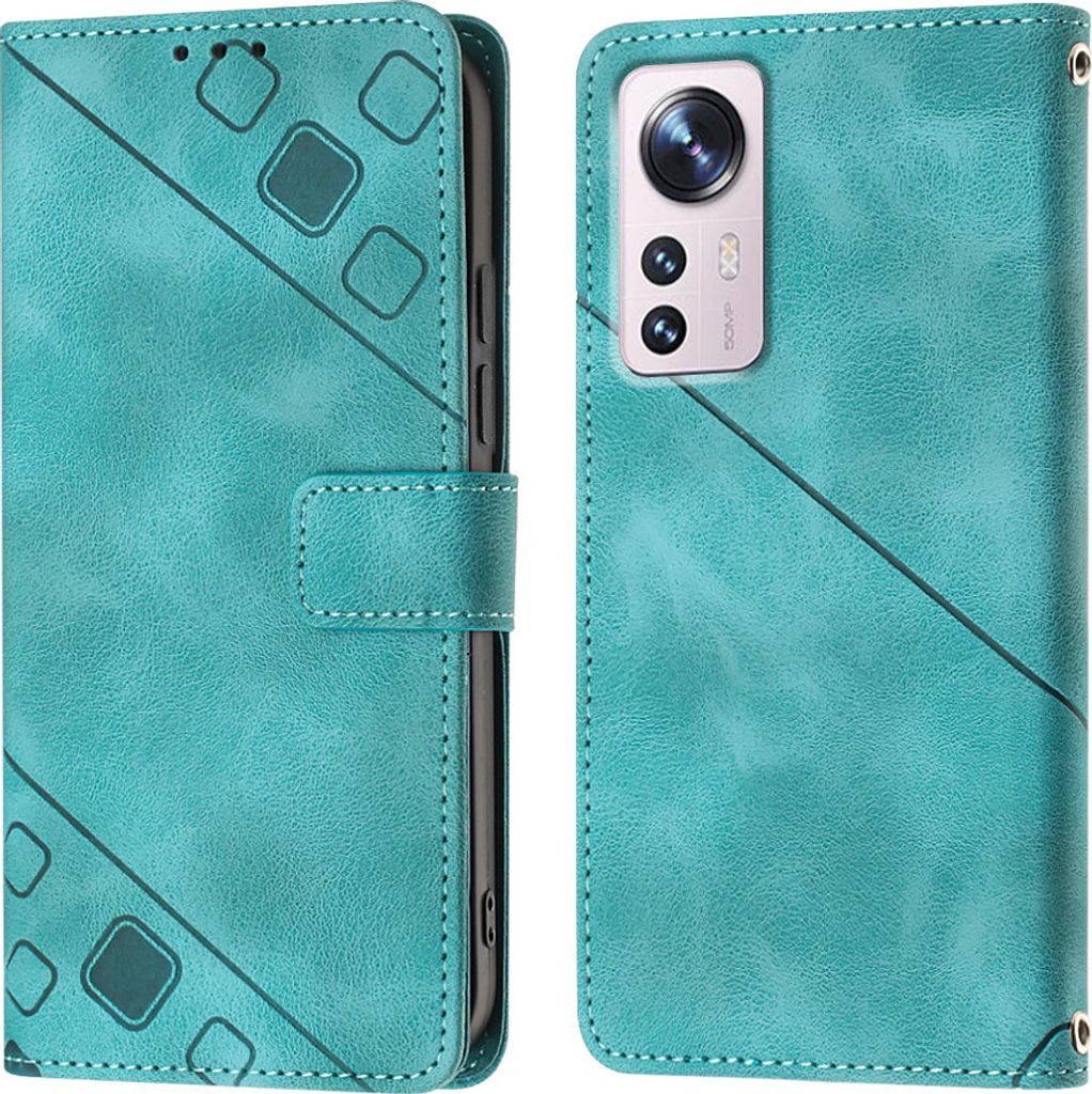 Hülle für Xiaomi 12 Prägung Flip Leder Brieftasche Schutzhülle mit Ständer Grün