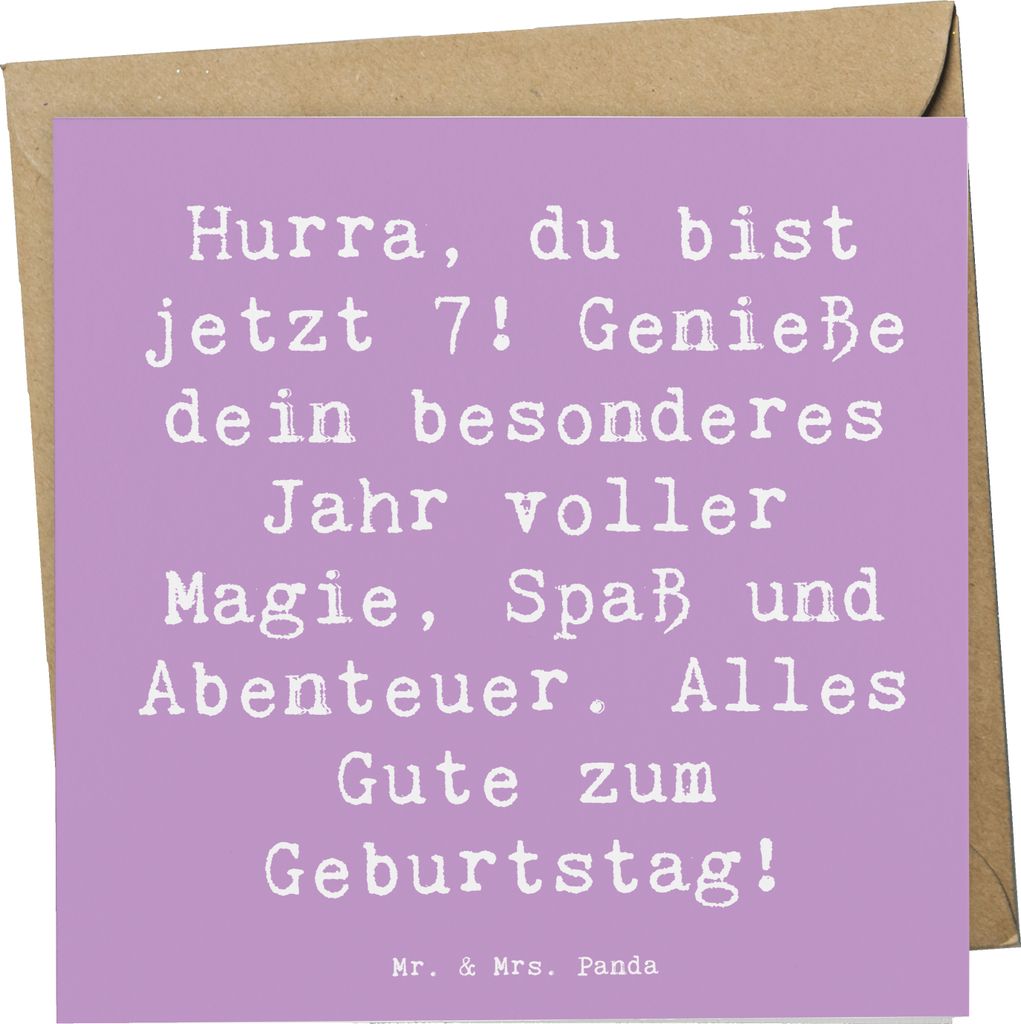 Mr. & Mrs. Panda Grußkarte Spruch 7. Geburtstag - Lavendeltraum - Geschenk, siebter Feier, Kinder, Magie, doppelkarte, liebevoller, Happy Birthday...