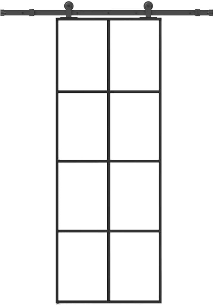 Schiebetür mit Beschlag 76x205 cm ESG-Glas & Aluminium