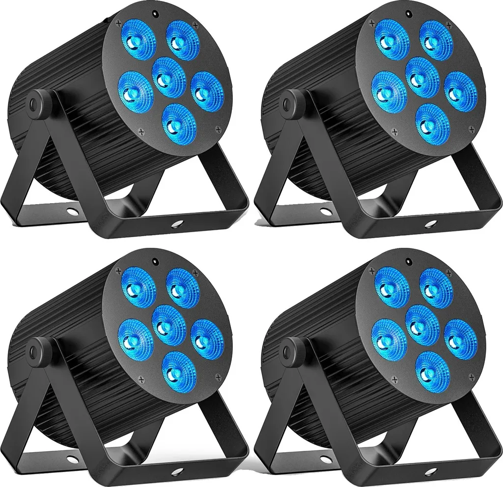 Projecteur Par LED RGBWA+UV DMX Noir - Éclairage de Scène Polyvalent EU