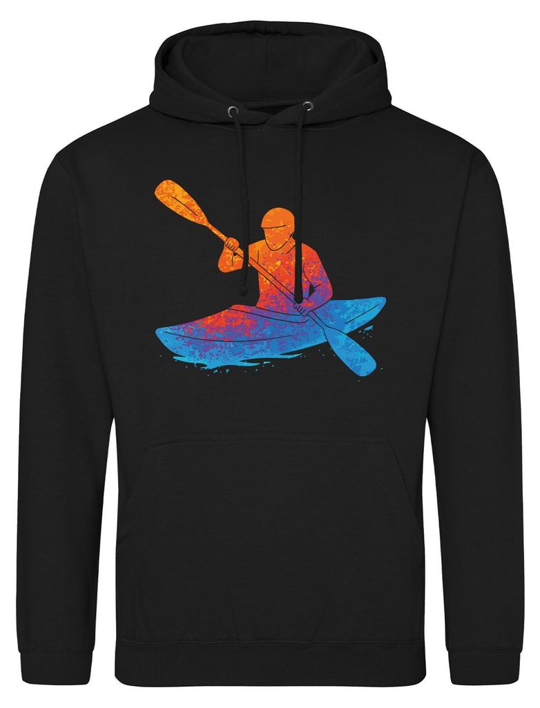 Huuraa Uni Hoodie Canoeing Kajakfahren bunte Silhouette S Deep Black Vegan Sweatshirt Geschenkidee