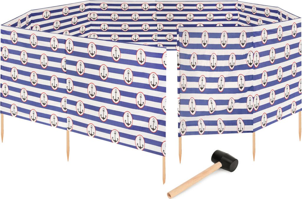 Garronda Strand Windschutz Sichtschutz 15m lang plus Gummihammer GAEX001 (Streifen/Anker-2, 15 m)