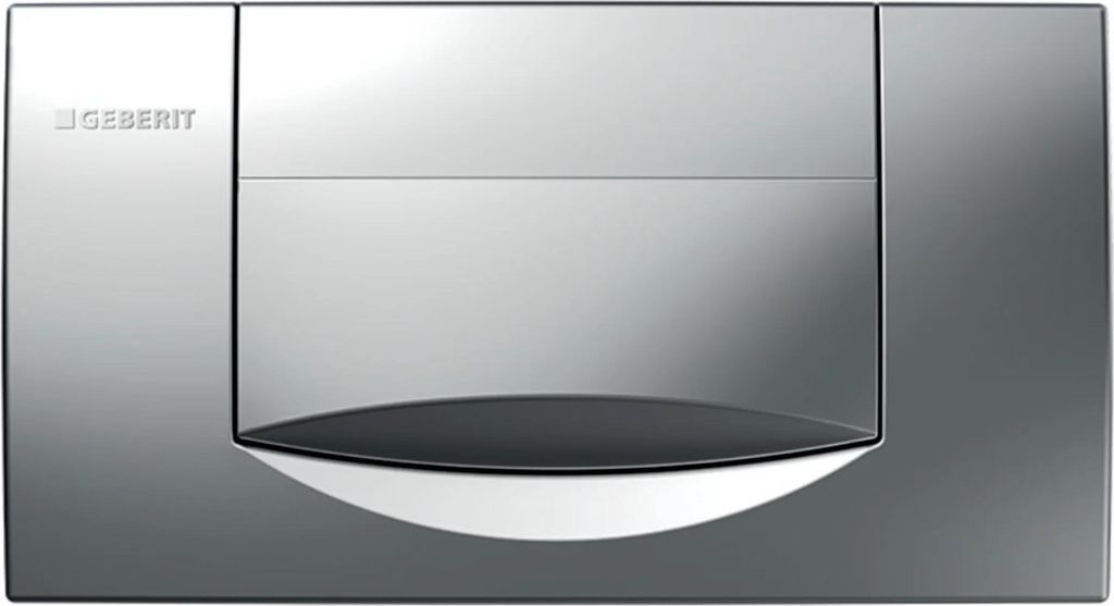 A close-up studio shot of a Geberit flush plate.
