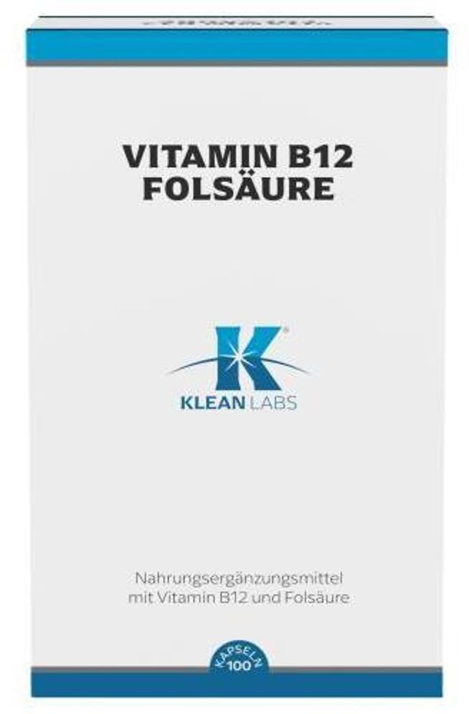 Vitamin B12+Folsäure Klean Labs Kapseln 100 St