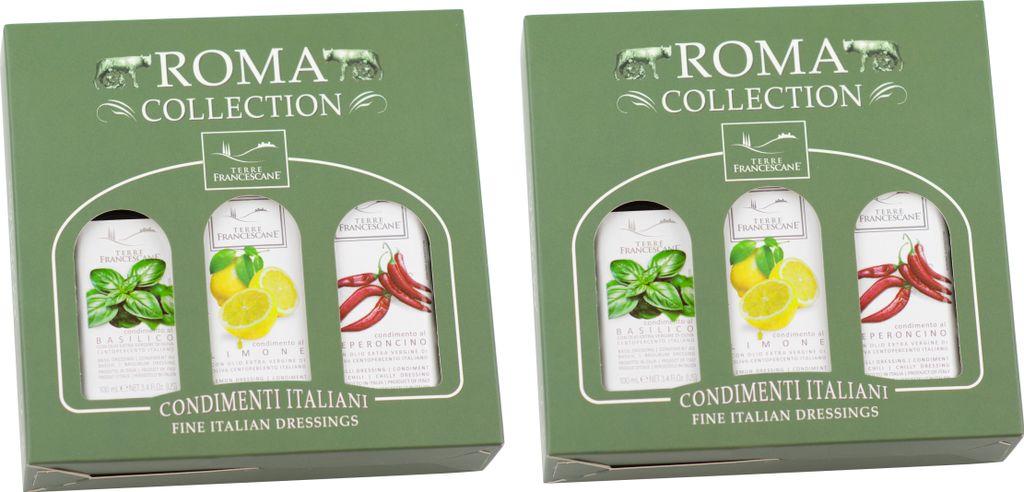 Food-United DRESSING-OLIVENÖL Fläschchen Geschenkset 6x 100ml, ROMA COLLECTION, italienisches Olivenöl extra nativ kaltgepresst mit nur 0,8 % S...
