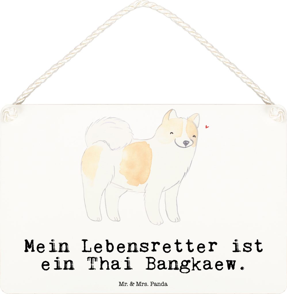 Mr. & Mrs. Panda Schild Thai Bangkaew Lebensretter DIN A6 - Weiß - Geschenk, kleine aufmerksamkeit, Dekoschild, Dog, holzbild, Türschild, wandhä...