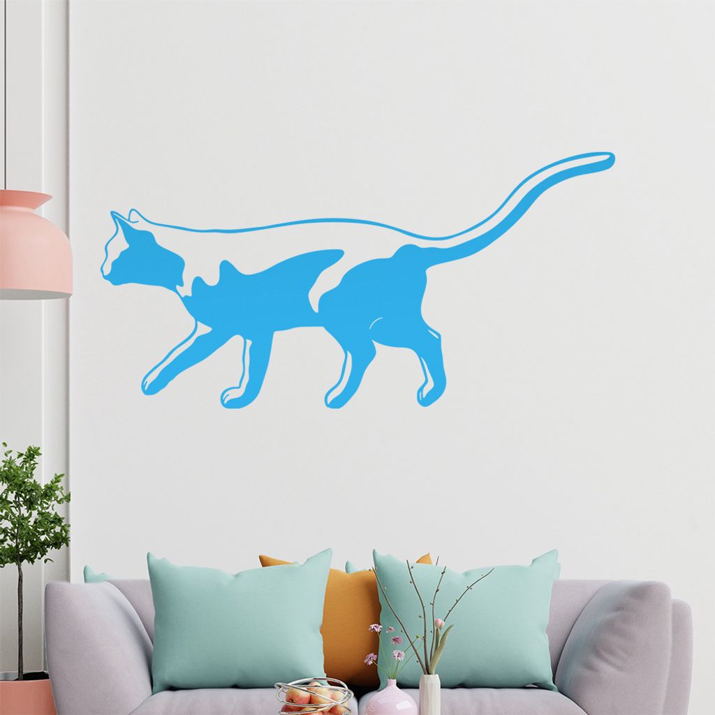 KIWISTAR Katze streunert - Laufen Jagen Wandtattoo in 6 Größen - Wandaufkleber Wall Sticker - Dekoration, Küche, Wohnzimmer, Schlafzimmer, Badez...
