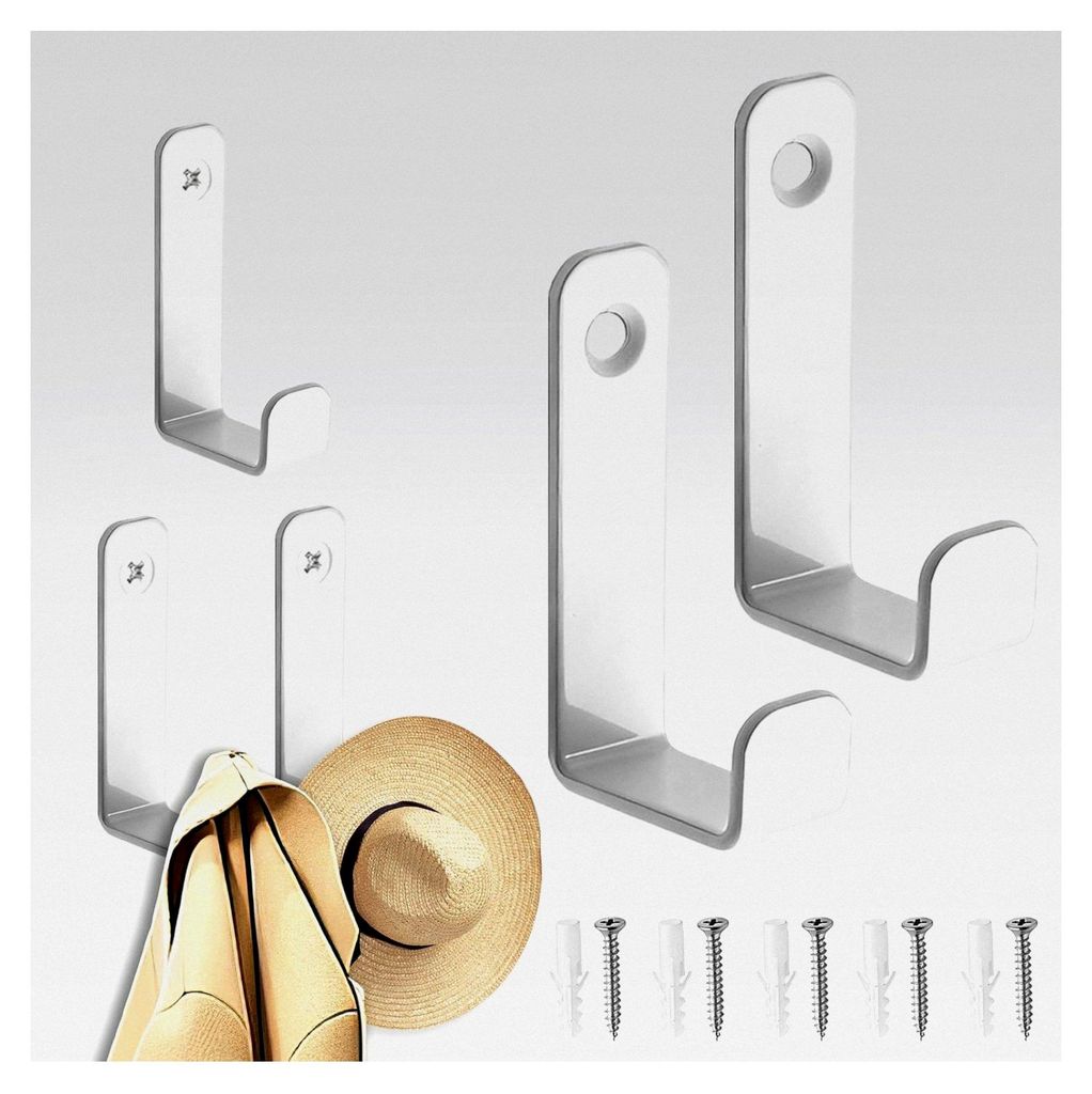 5 Stück Garderobenhaken Weiß Metall, Moderne Wandkleiderhaken zum Schrauben für Flure, Schlafzimmer, Badezimmer, Handtücher, Mäntel, Schals un...