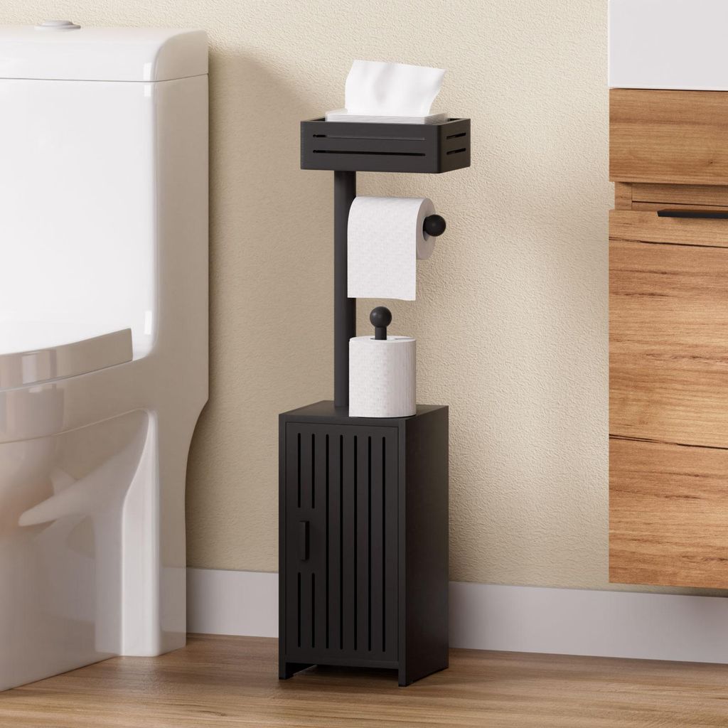 Toilettenpapierhalter Bambus Badezimmerschrank Schmaler Produktbild 