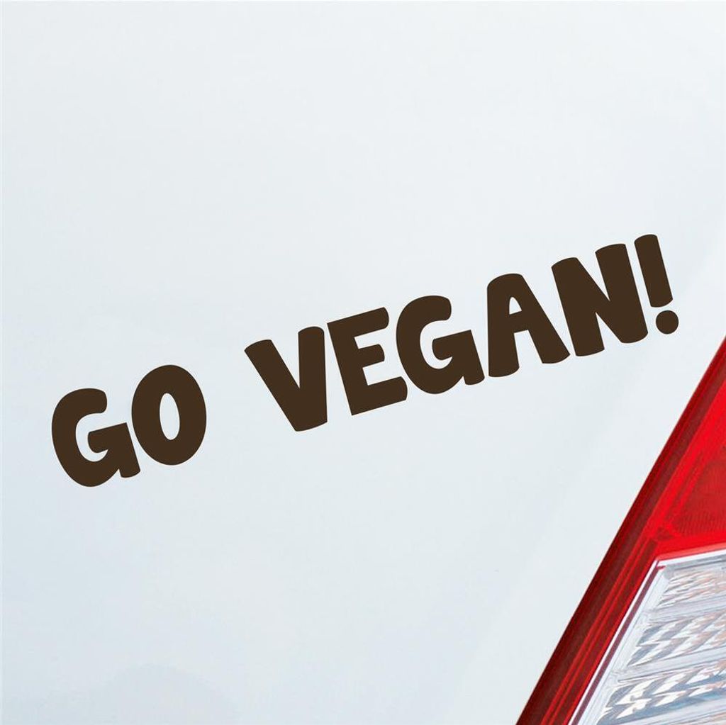 Auto Aufkleber Go Vegan! Werde Veganer ! Tierliebe Love Car 19x3 cm Braun Sticker Heckscheibenaufkleber