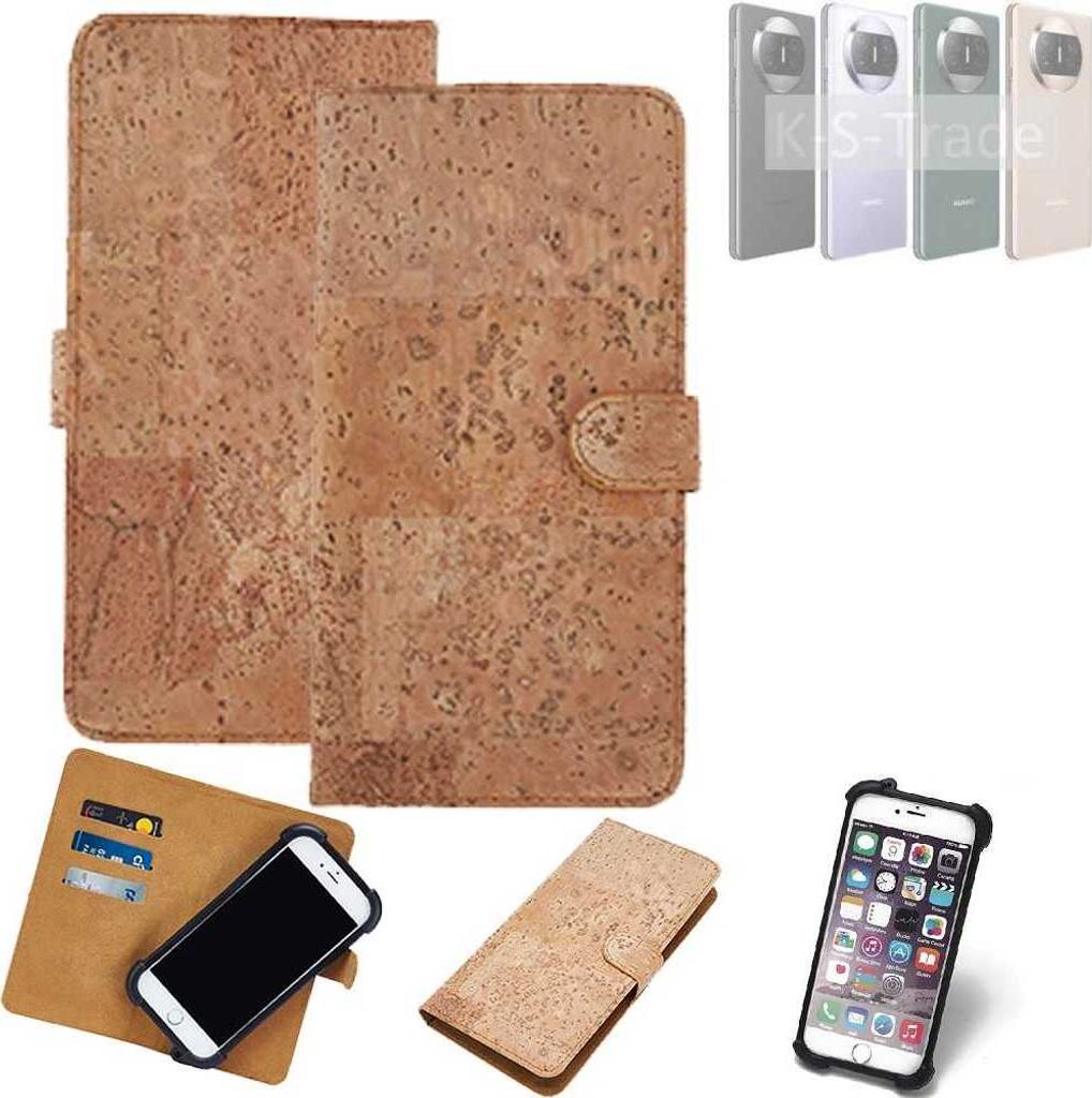 K-S-Trade Hülle kompatibel mit Huawei Mate X3 Kork Handyhülle Cover Schutzhülle TPU Case Bumper in Hellbraun, (1x)