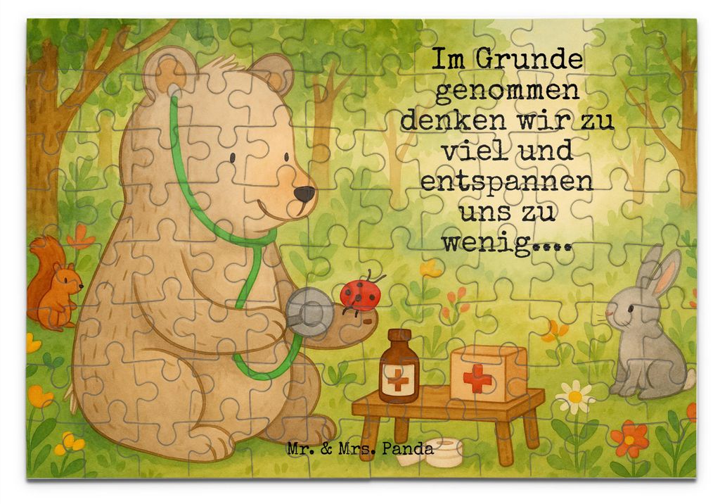 Mr. & Mrs. Panda Puzzle Bär Arzt Design 96 Teile - Weiß - Geschenk, Teddy, Doktor, Ärztin, 500, Professorin, 1000, 2000, 1500, 300, Professor