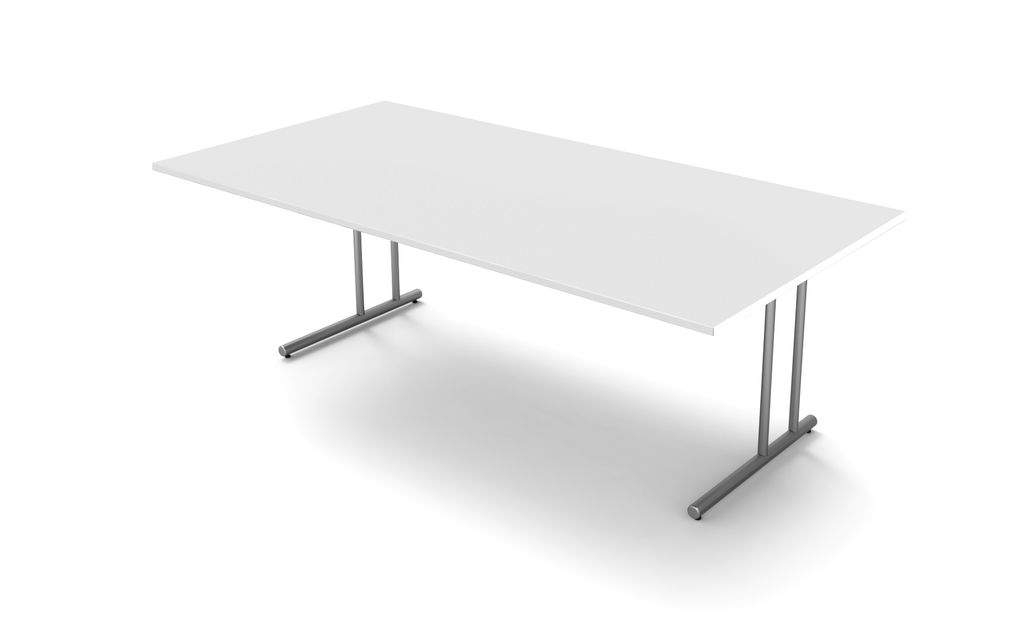 Kerkmann Schreibtisch START UP Extra groß 200x100x75 cm C-Fuß-Gestell alusilber inkl. Kabelkanal verschiedene Dekore Weiß