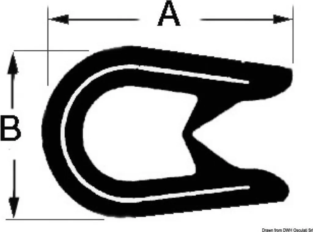 Profil semi-flexible PVC noir Osculati 44.491.04 renforcé 4x6mm - 50m
