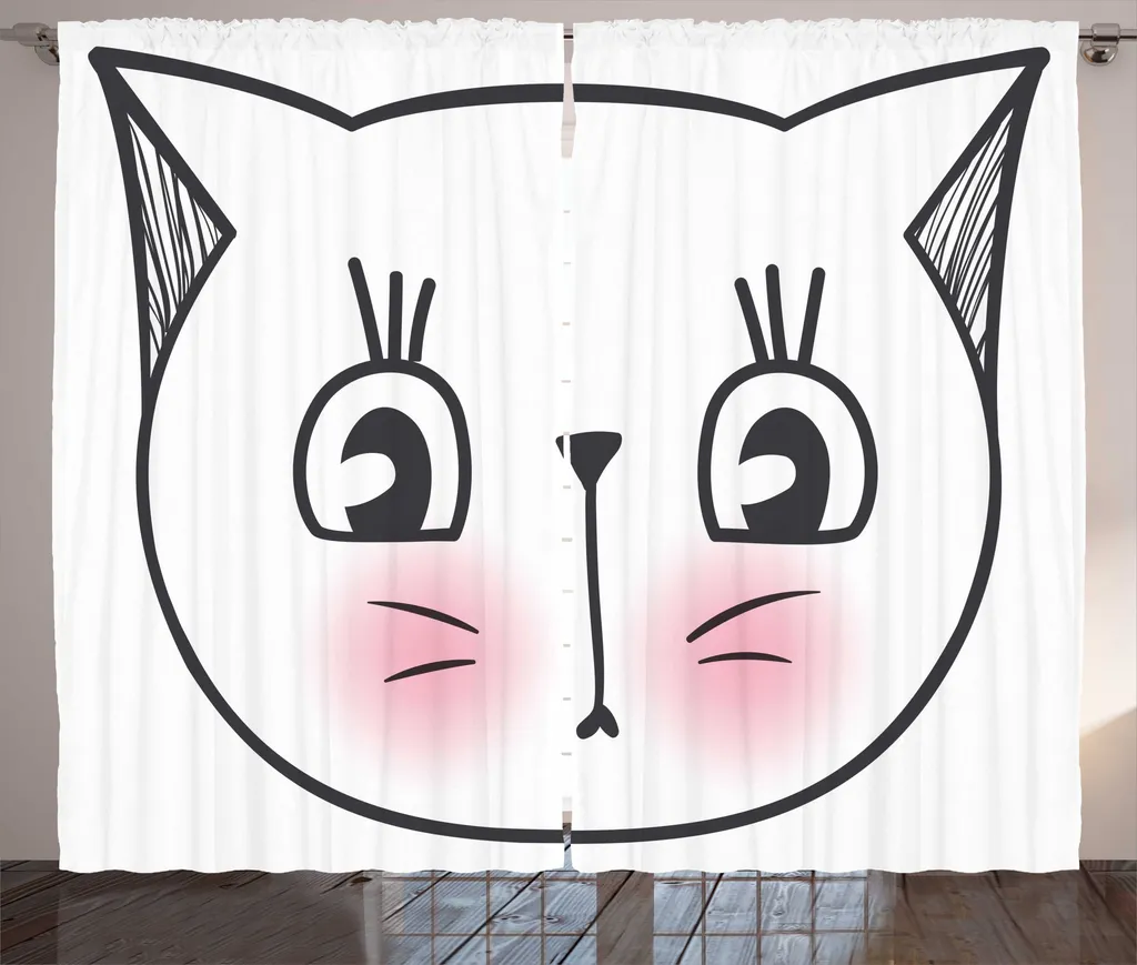 Rideau occultant léger motif chatons pour intimité salon et bureau