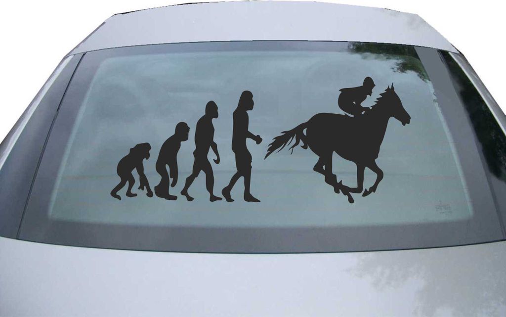 Indigos UG - Aufkleber Heckscheibe & Motorklappe DE7132 - schwarz - 600x252 mm - Evolution Pferdesport - Auto Scheiben Fenster Heckklappe Tuning Ra...