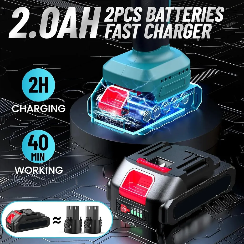 Polisseuse Excentrique Sans Fil - 6 Vitesses Variable - 2 Batteries Li-ion