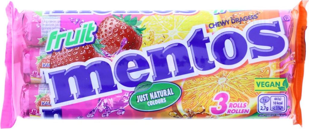 Mentos Fruit Multipack 3 roličky žvýkacích pastilky s Obrázek produktu 