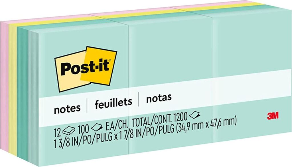 Post it Notes Original Haftnotizen, 1,5" x 2", 18 Blöcke, 100 Blatt/Block, Kapstadt-Farben