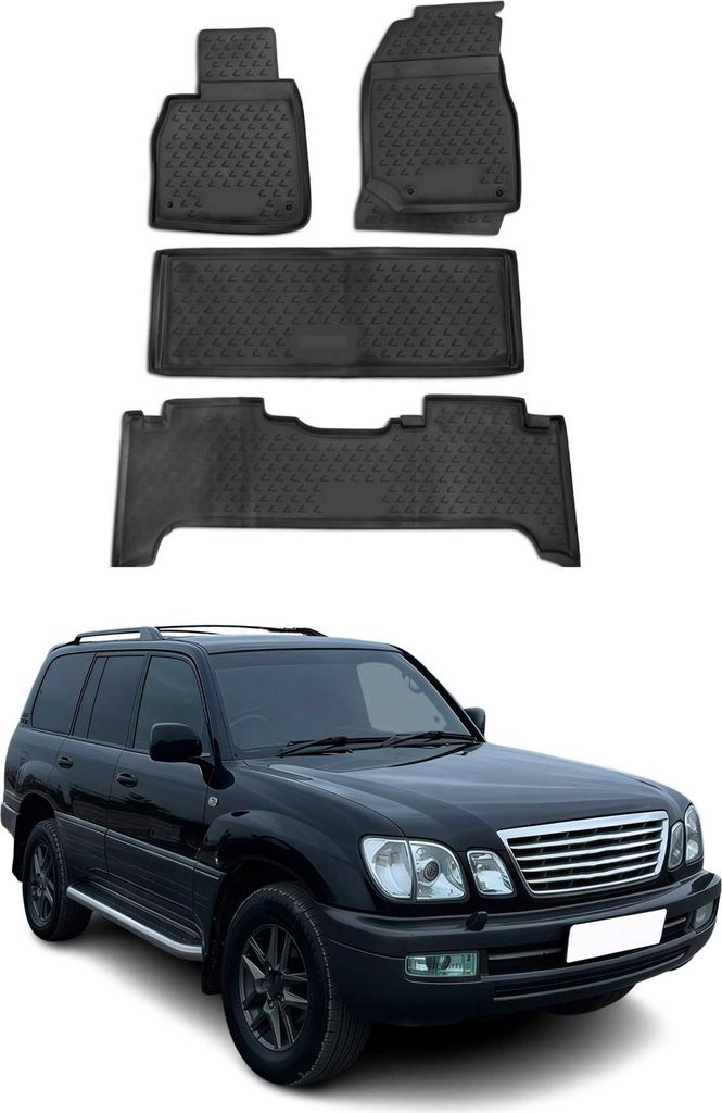1998-2007 Lexus LX470 Tappetini TPE Nero 4 pezzi Immagine del prodotto 