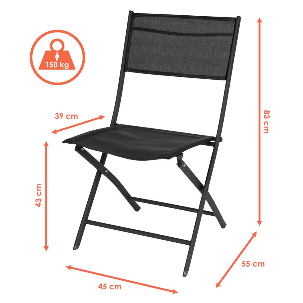 Balkon Klappstuhl schwarz - 83 x 55 cm