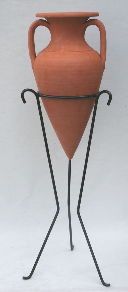 Kräutertopf Amphore Pflanzkübel TERRACOTTA "BICO-2" - ca.45 CM MIT Ständer schmal mit Henkel