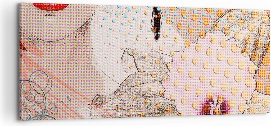 Bild auf Leinwand - Leinwandbild - Blume Dame Kleid Eleganz - 100x40cm - Wand Bild - Wanddeko - Leinwanddruck - Bilder - Kunstdruck - Wanddekoratio...