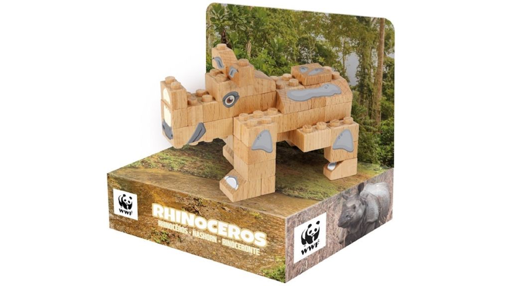 FabBrix WWF Houten Bouwblokken, Neushoorn. Houten Productafbeelding 