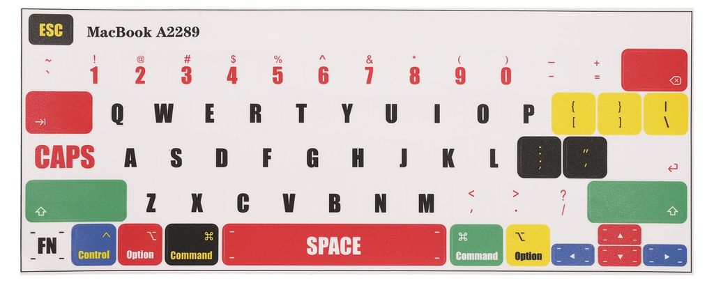 kwmobile Tastatur Aufkleber Englisch kompatibel mit Apple MacBook Pro 13.3 M1 M2 (A2289 / A2251 / A2338) Keyboard Sticker - Farb-Aufkleber für US