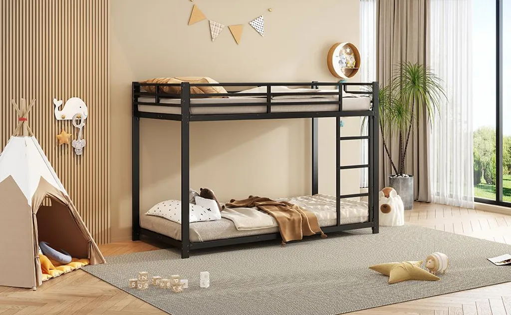 Lit Superposé en Fer Classique Noir 90x200 cm : Structure Stable et Durable - 15