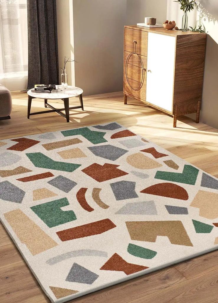 ATTICGO Kurzflorteppich BERUTI Geometrisch in Beige / Kupfer / Grün, 160x230 cm