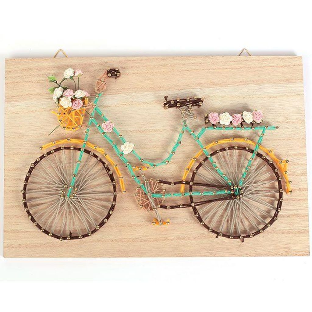 Holzrahmen String Art 30 x 20 cm - Fahrrad Produktbild 