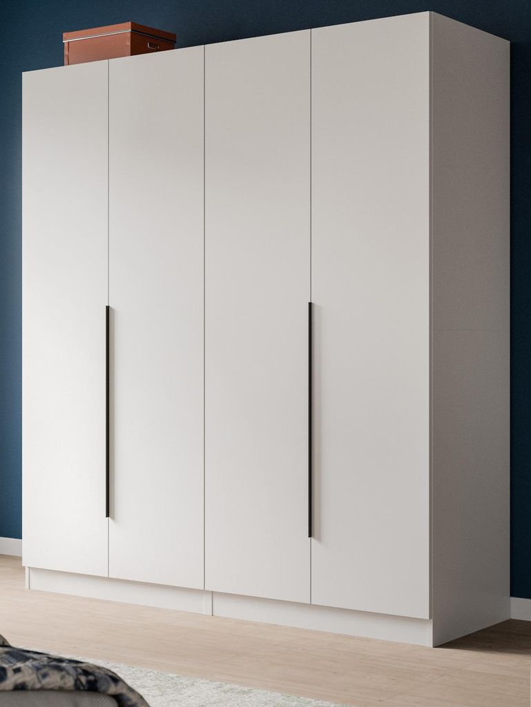 Kleiderschrank "Swan" in weiß Drehtürenschrank 4-türig 160 x 181 cm