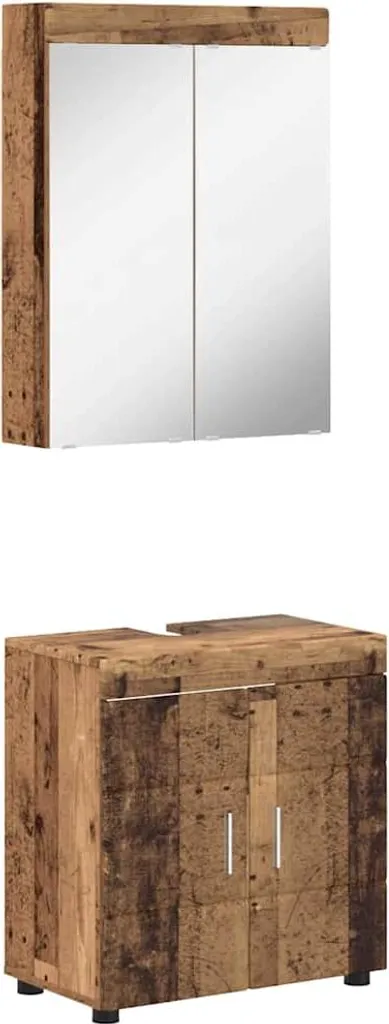 vidaXL Set di mobili da bagno con ripiano TULUM in legno di recupero materiale a base di legno