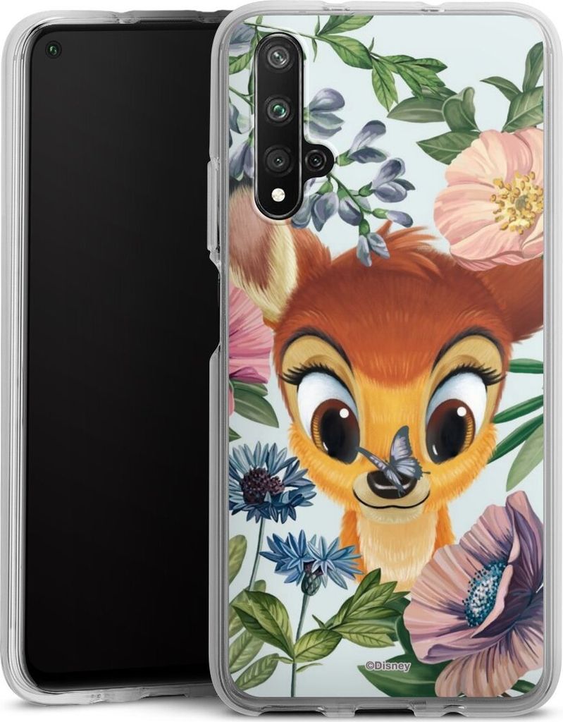 DeinDesign Handyhülle für Huawei Nova 5T Silikon Hülle Case Smartphone Schutzhülle Bambi Blumen Disney