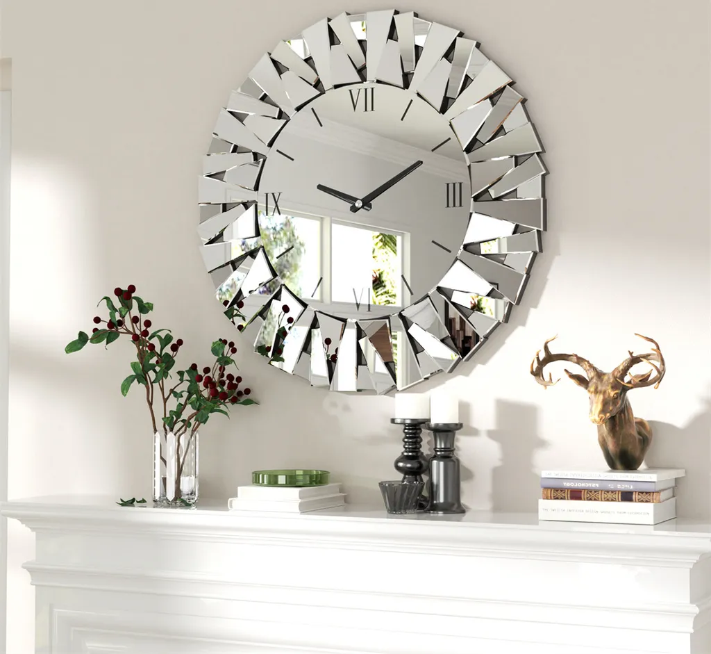 Horloge Murale Cuisine et Bureau 80 cm Décoration Ronde Verre Moderne