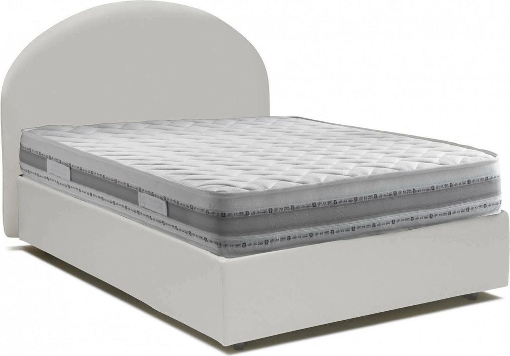 Quadratisches und halbes Bett Colomba, Containerbett mit Kunstlederbezug, 100% Italy, Frontöffnung, inklusive Matratze Cm 120x190, Weiß