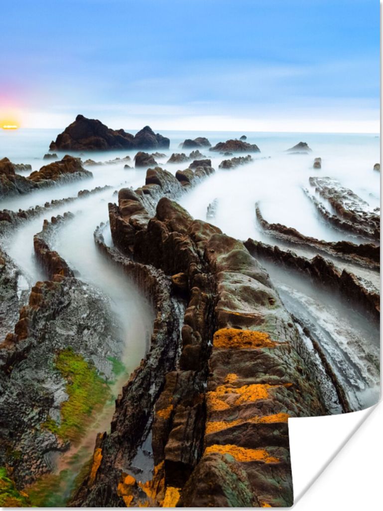 MuchoWow Poster Nebel - Felsen - Wasser - Natur 120x160 cm - Wandbilder