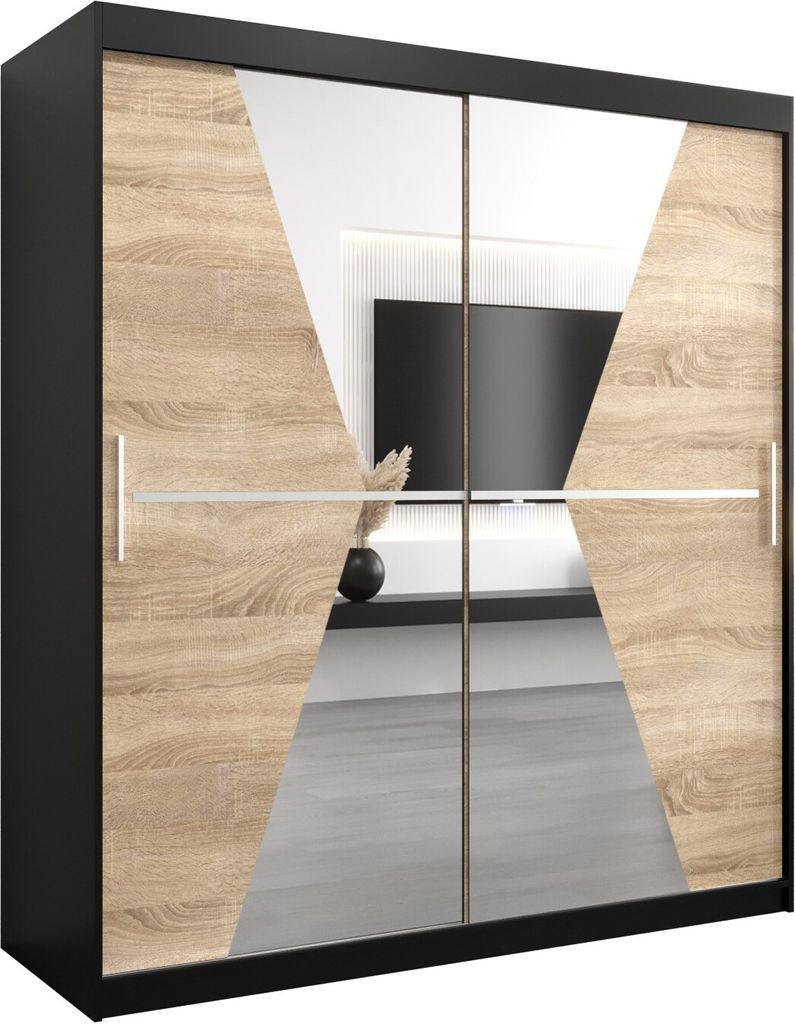 Kleiderschrank, Schiebetürenschrank Schlafzimmer, Schrank mit Spiegel MAROKO 180 cm