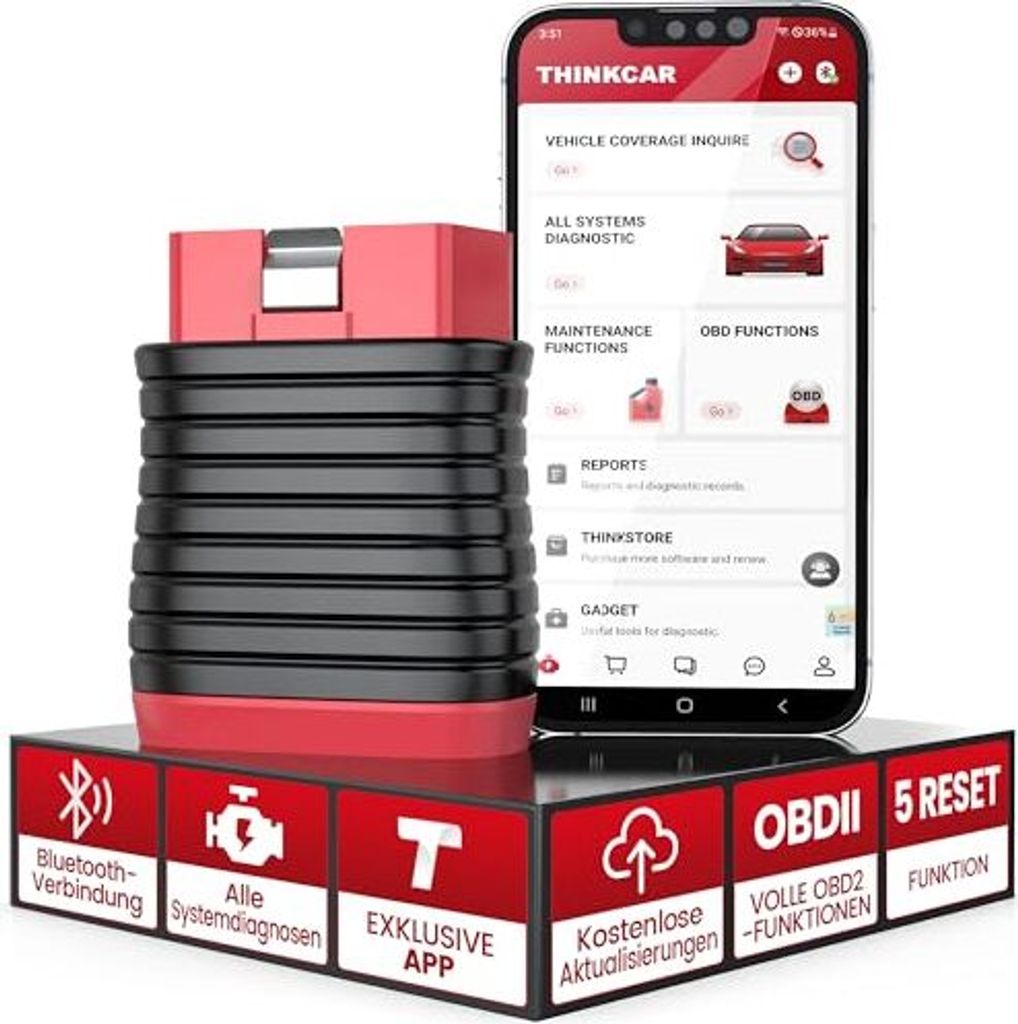 Thinkcar OBD2 Bluetooth -Adapter, BD6 -Diagnosegerät Alle Produktbild 