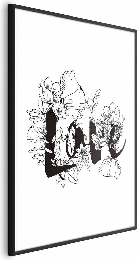 Posterpapier Poster - Love in Flowers 40x60 cm Text m-C-0300-ao-a