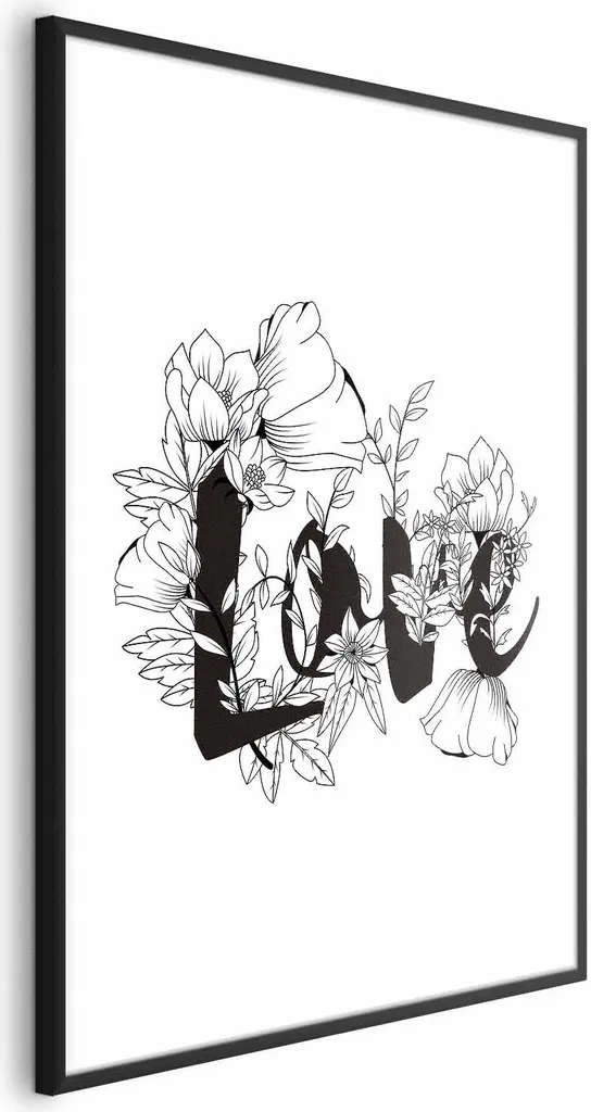 Poster Amore in fiori 40x60 cm con cornice nera con margine