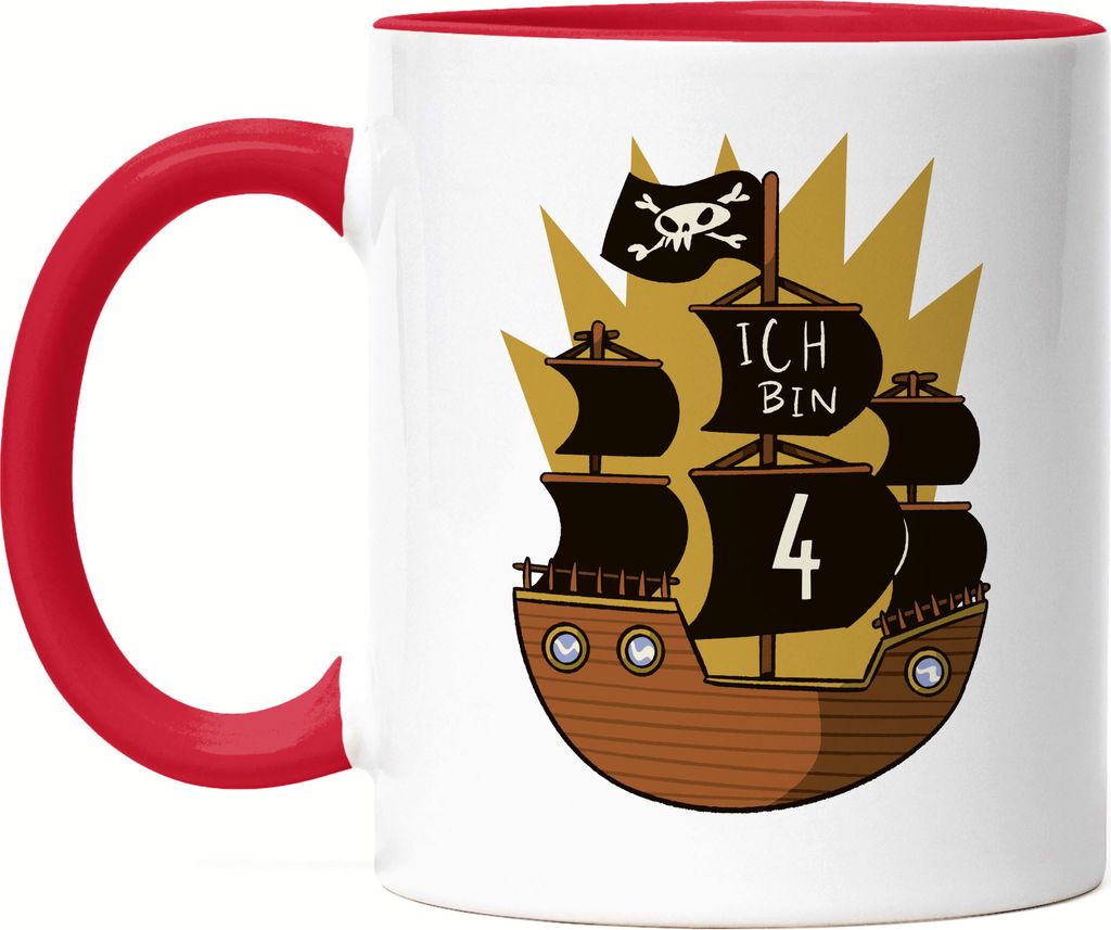 Geburtstag 4 Jahre Tasse Rot 4 Jahre 4. Geburtstag Piraten Pirat Motto