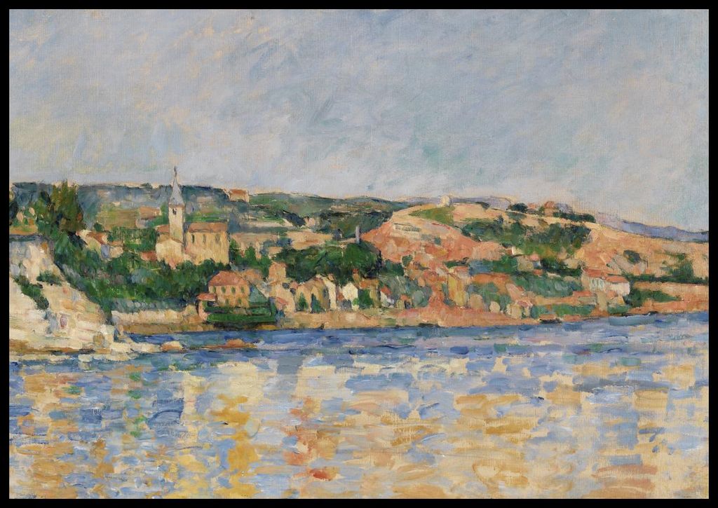 Plakat 100x70cm Dorf am Wasser, Paul Cézanne Vintage