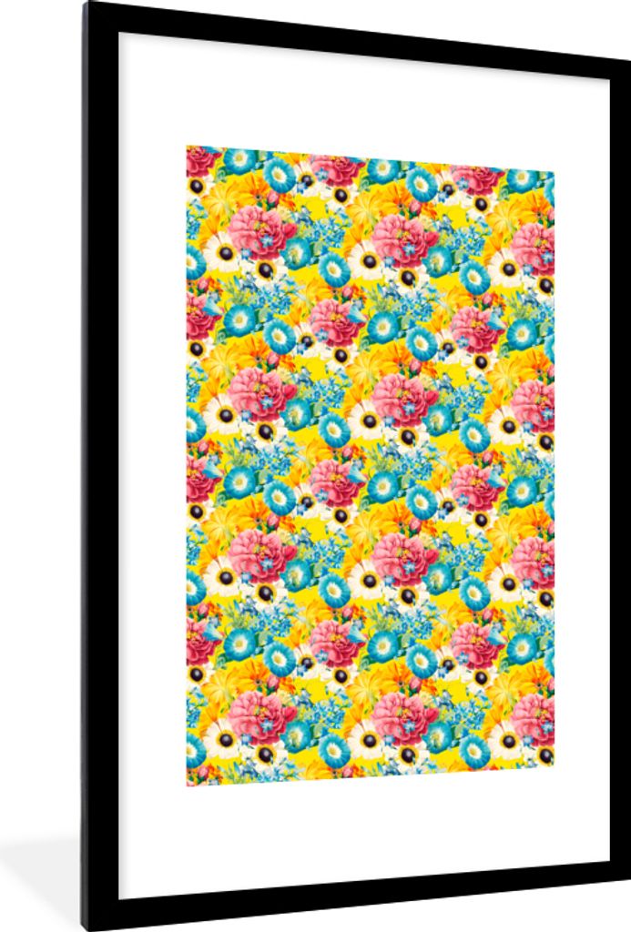 MuchoWow MuchoWow Gerahmtes Poster Blumen - Farben - Palette 60x90 cm - Poster mit zchwarzem Bilderrahmen - Dekoration - Wandposter Wohnzimmer ...