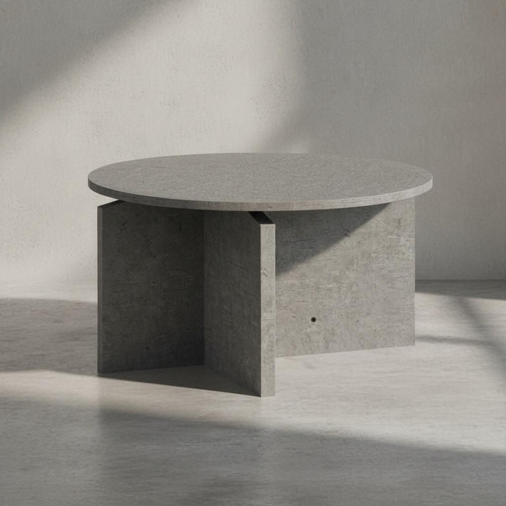 Couchtisch 60x60x33 cm Grau Sofatisch in Beton-Optik Modern, Design Wohnzimmertisch Rund, Loungetisch Klein, Kaffeetisch Beistelltisch